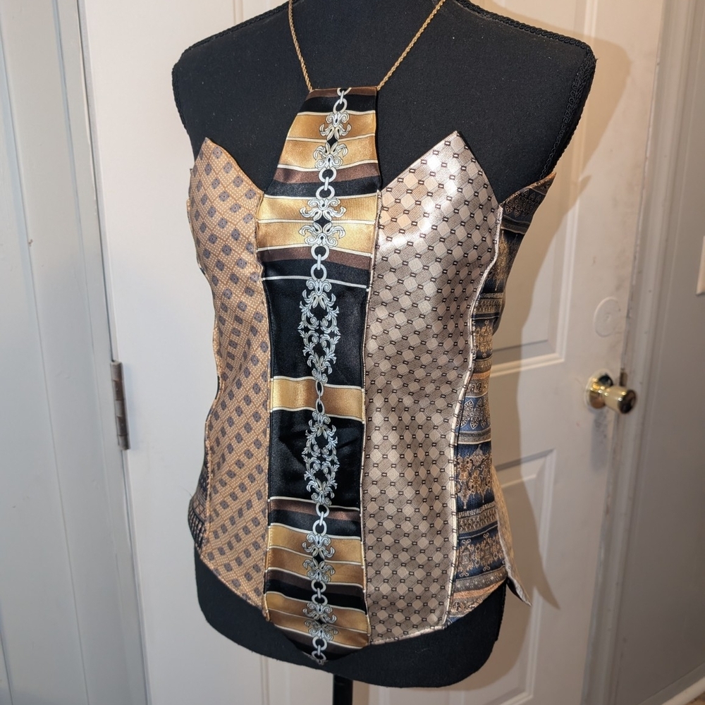 Patchwork Corset Top in Brown and Black - Picture 2 of 3
